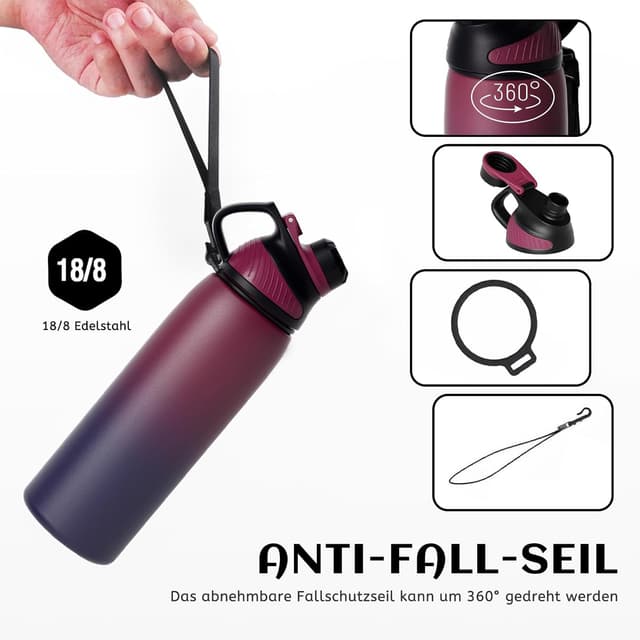 Detalle de Fjbottle Edelstahl Trinkflasche 1L Magnetdeckel