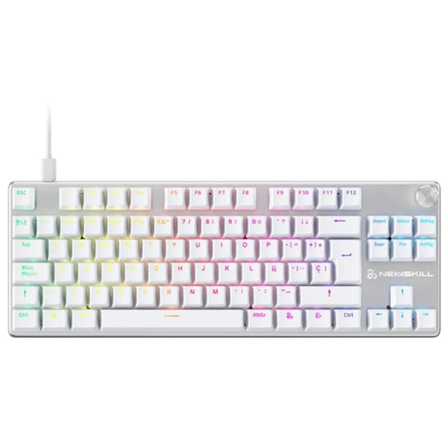 Detalle de Newskill Serike V2 TKL Teclado mecánico gaming RGB Blanco NewSwitch Red 87 teclas