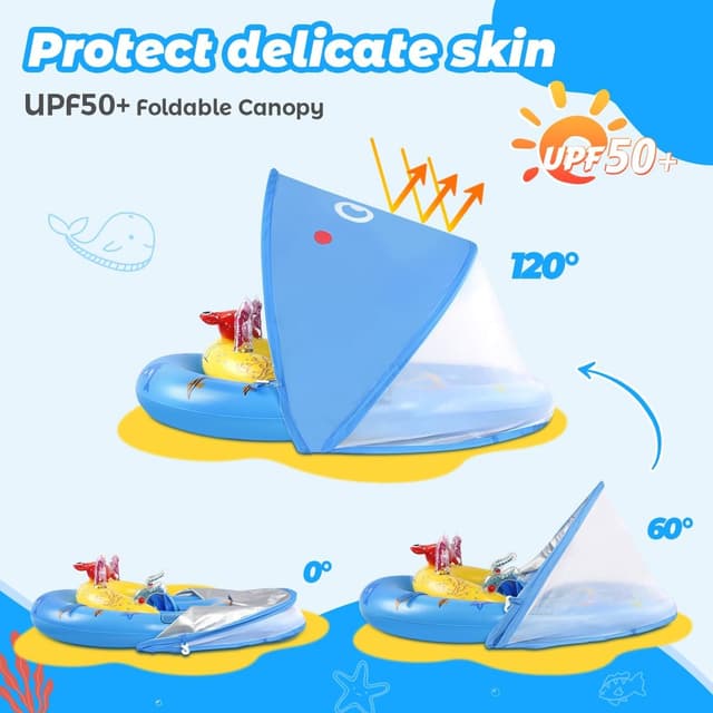 Detalle 2 de LAYCOL Baby Pool Float with Canopy (UPF50+) with 120° Adjustable Sun Protection