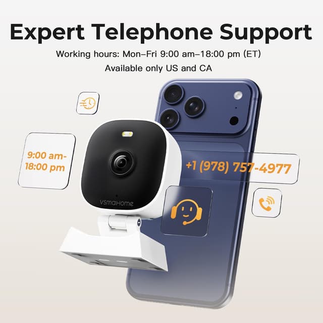 Detalle de 2K Home Security Cameras (2-Pack) by VSMAHOME — Indoor/Outdoor Wired Plug & Play with Color Night Vision, 2-Way Audio, 24/7 Recording