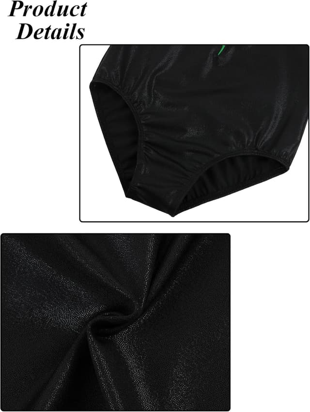 Detalle 2 de ZNYUNE Kinder klassischer Turnanzug mit Glanz – Gymnastiktrikot ärmellos oder Langarm für Mädchen