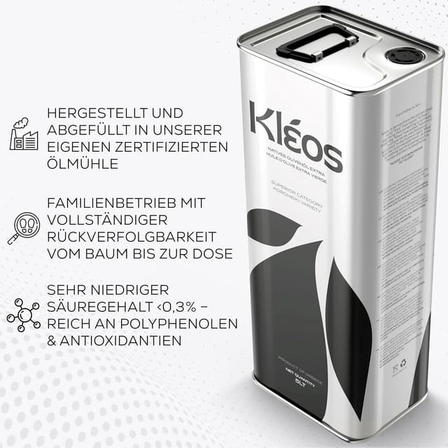 Thumbnail 2 de Kleos Extra Natives Olivenöl 5 l 🫒