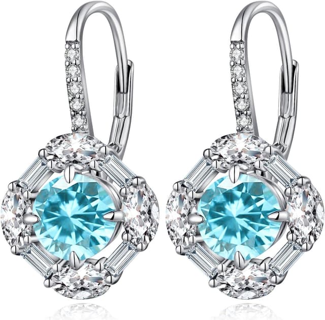 Detalle de jiamiaoi 18 Karat Weißgold plattiert Ohrringe Hängend mit Zirkonia (925 Sterling Silber)