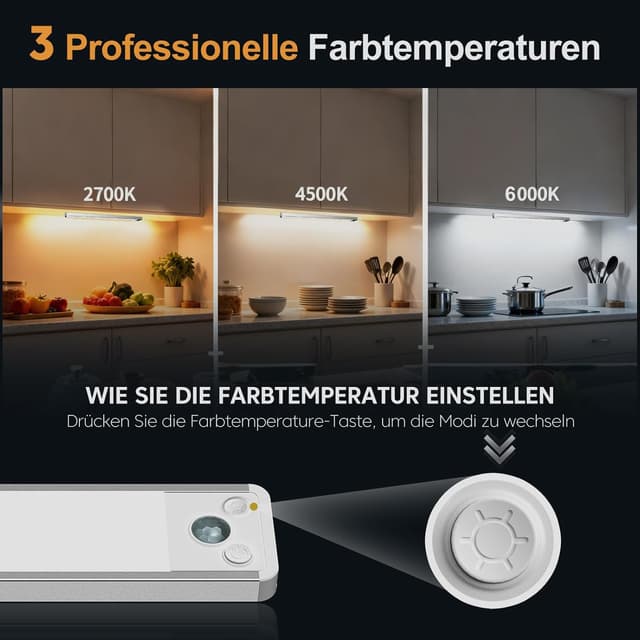 Detalle 2 de LED Schrankbeleuchtung 3-Farben 25 cm Akku