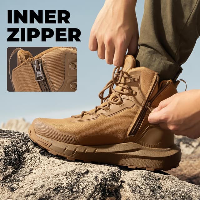 Thumbnail 6 de NORTIV 8 Stivali tattici militari da uomo con cerniera laterale e suola ammortizzata