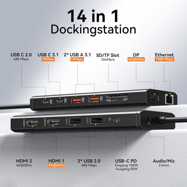 Thumbnail 1 de HODO Dockingstation Laptop 2 Monitore USB-C