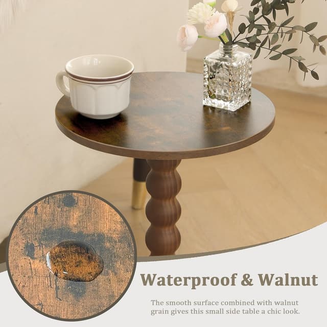 Thumbnail 5 de Fultyle Round Side Table Rustic Brown