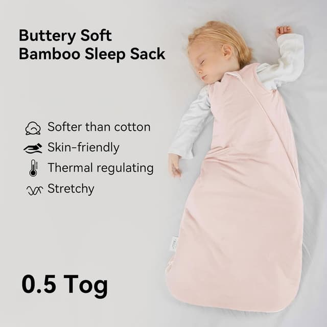 Detalle 2 de BubblePanda Rayon Made from Bamboo Sleep Sack (6–12 Months, 0.5 Tog) with 2-Way Zipper