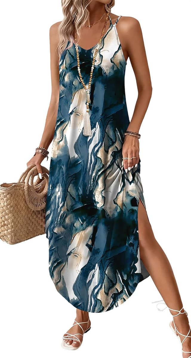 Detalle de WIHOLL Summer Maxi Dress for Women with Halter Neck (Boho Style)