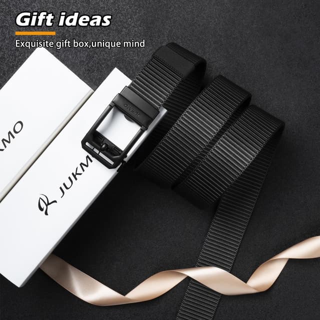 Detalle 2 de JUKMO Men’s Ratchet Tactical Belt (1.5-inch) with Automatic Slide Buckle, Adjustable Nylon Web Work Belt