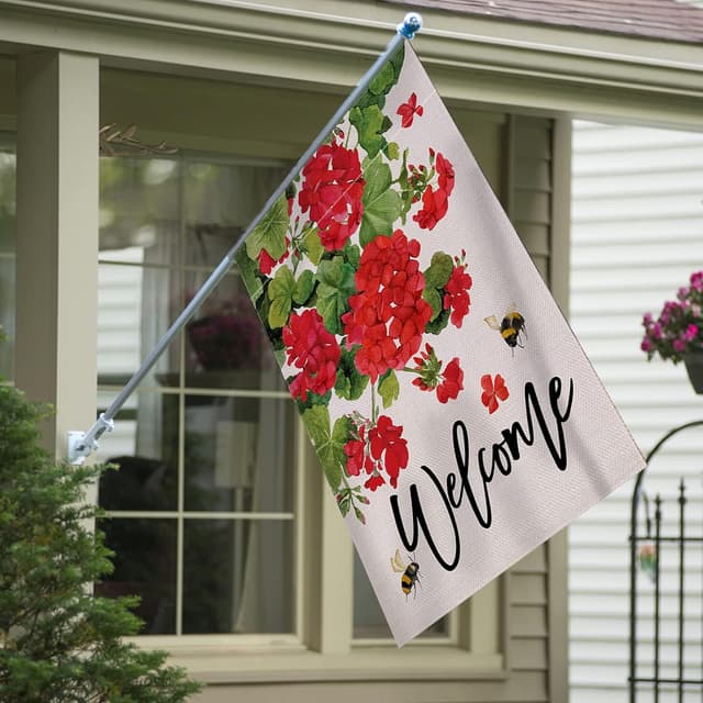 Thumbnail 3 de Covido Welcome Summer Geranium House Flag 28 x 40 🏡