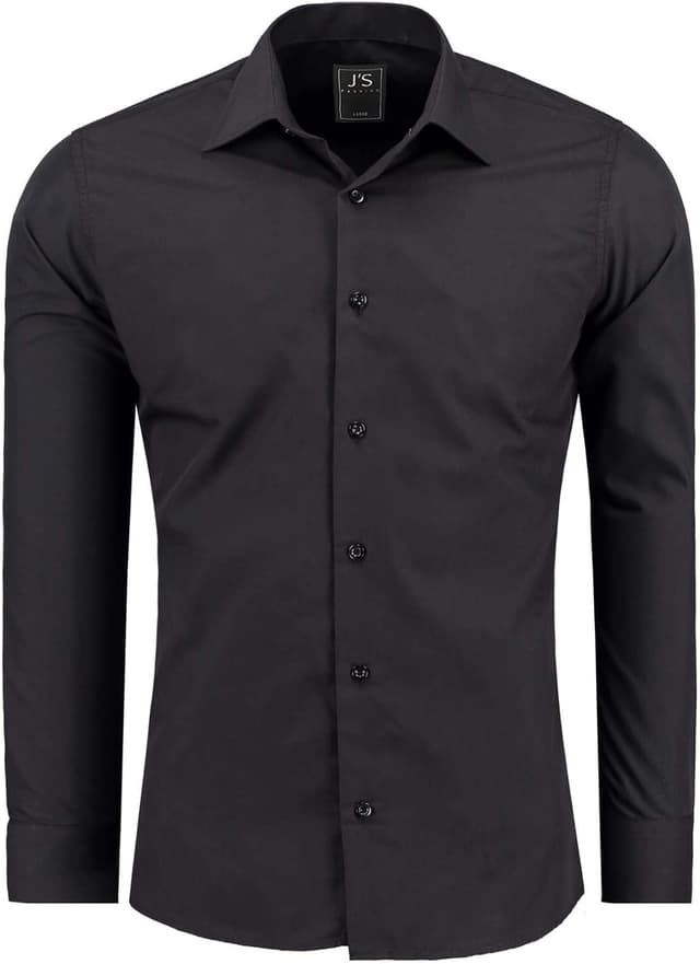 Detalle de J'S FASHION Herren Hemd Slim-Fit – Langarm-Freizeithemd pflegeleicht und bügelleicht
