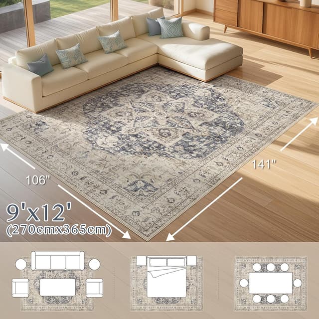 Thumbnail 1 de Tortania Area Rug 9x12 Washable Rug