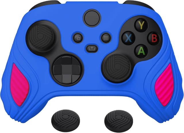Detalle de playvital Scorpion Edition two-tone anti-slip silicone case for Xbox Series X/S controller (Primary Blue & Bright Pink)