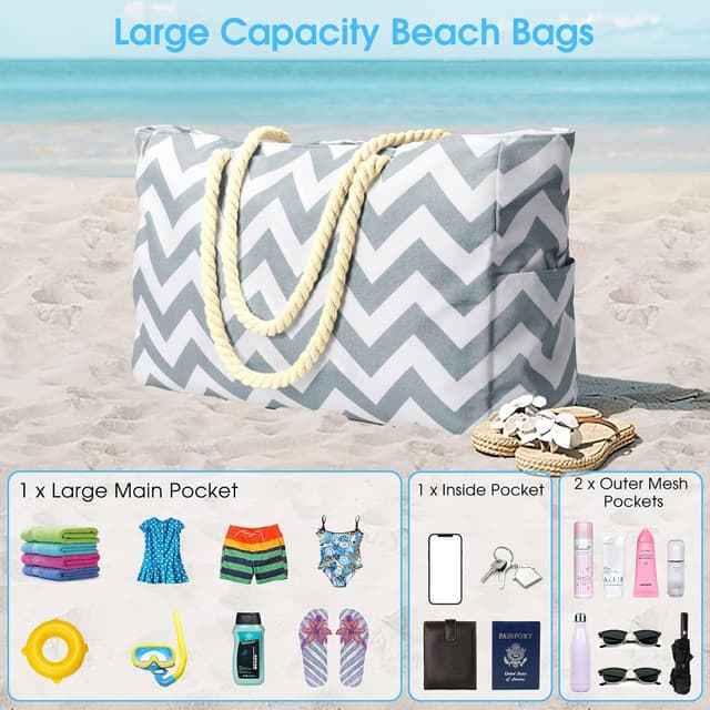 Thumbnail 6 de oscaurt Strandtasche XXL Familie Shopper Tasche wasserdicht mit Reißverschluss