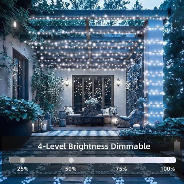 Thumbnail 6 de 120M 1000 LED Outdoor Fairy Lights Plug-in with Remote Timer, Waterproof IP44, 8 Modes – Cool White