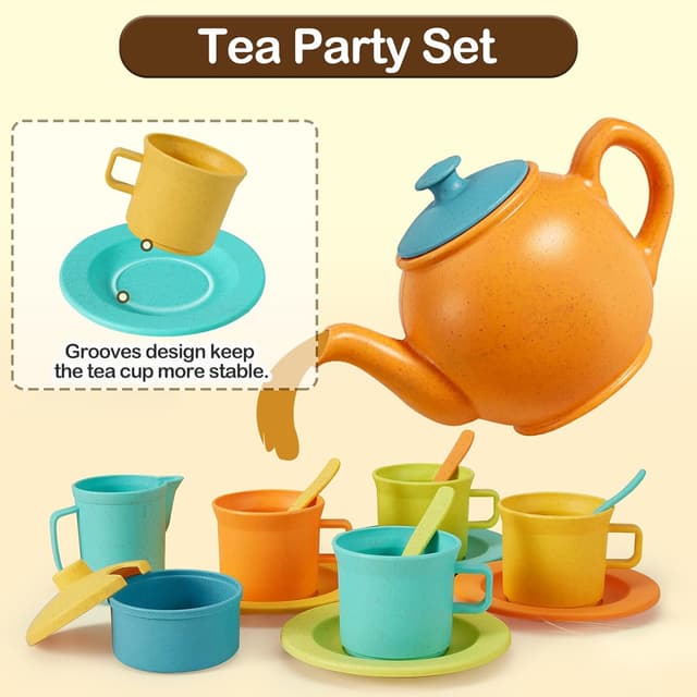 Detalle de Buyger Kids Kitchen Accessories & Tea Set (35 pcs) for Toddlers 3–5