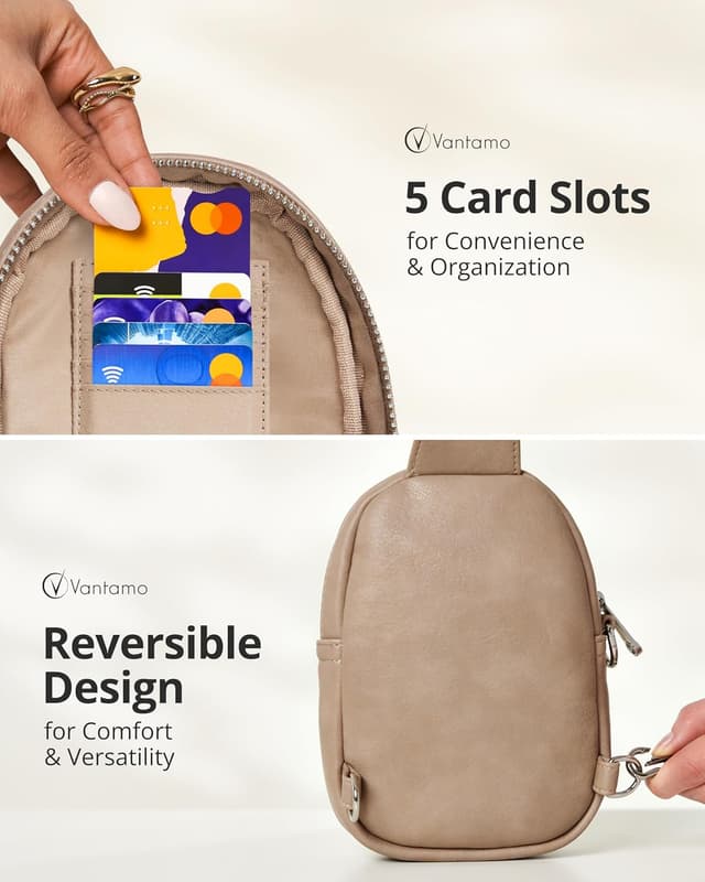Detalle 2 de Vantamo Crossbody Bag for Women RFID Blocking Anti-Theft Sling (Vegan Leather) with Adjustable Strap