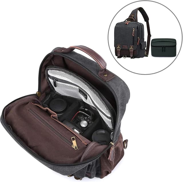 Detalle de S-ZONE borsa imbottita antiurto pieghevole per fotocamera DSLR/SLR con scomparti e protezione lenti