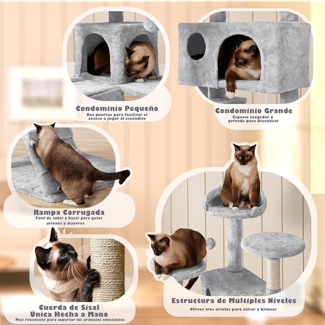 Thumbnail 2 de Yaheetech Árbol rascador 139 cm 3 plataformas