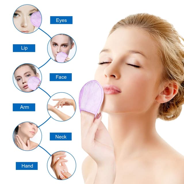 Detalle de KinHwa Waschbare Abschminkpads (12er-Set) aus Mikrofaser mit Schlaufe – Abschminken nur mit Wasser