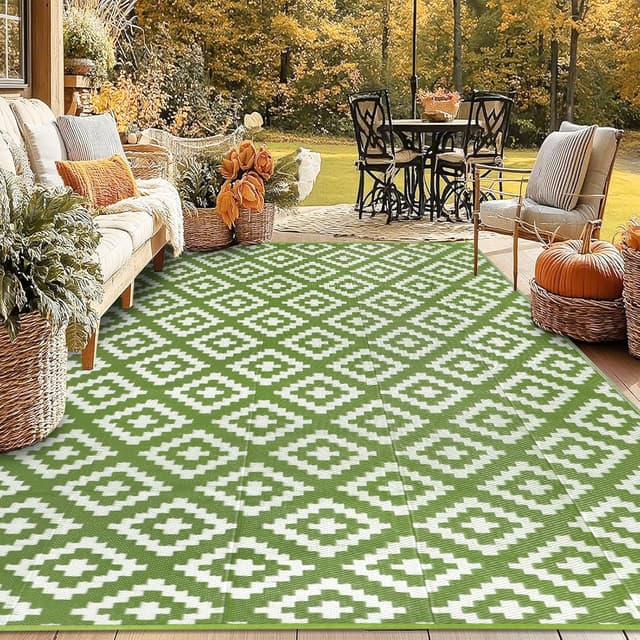 Thumbnail 6 de Homcomodar 180x270cm Reversible Outdoor Rug (Plastic Straw Look) – UV Resistant Camping Mat, Recycled Patio Mat