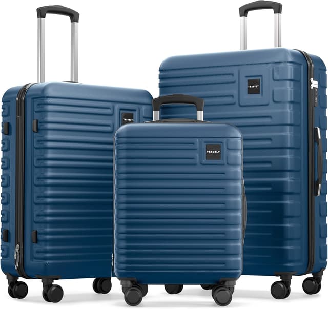 Detalle de Travely Polycarbonat Koffer Set (77 cm, 67 cm & Handgepäck) mit TSA-Schloss