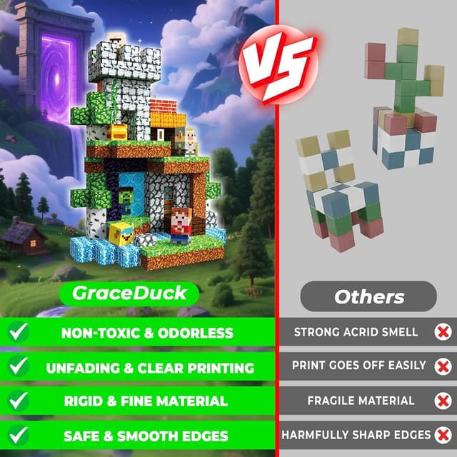 Detalle 2 de GraceDuck 200PCS magnetic building blocks 🧩