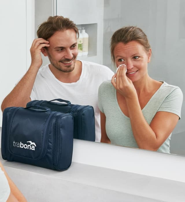 Detalle 2 de TRABONA Grande trousse de toilette suspendue pour homme et femme (Vanity Voyage)