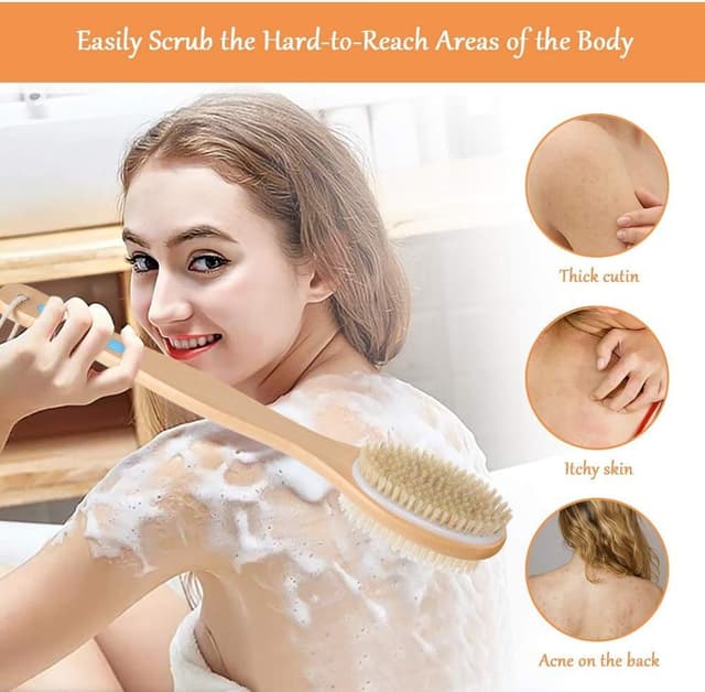 Thumbnail 4 de URAQT Spazzola per Corpo e Schiena in Setole Naturali, set da 2 pezzi con doppio lato per doccia e massaggio