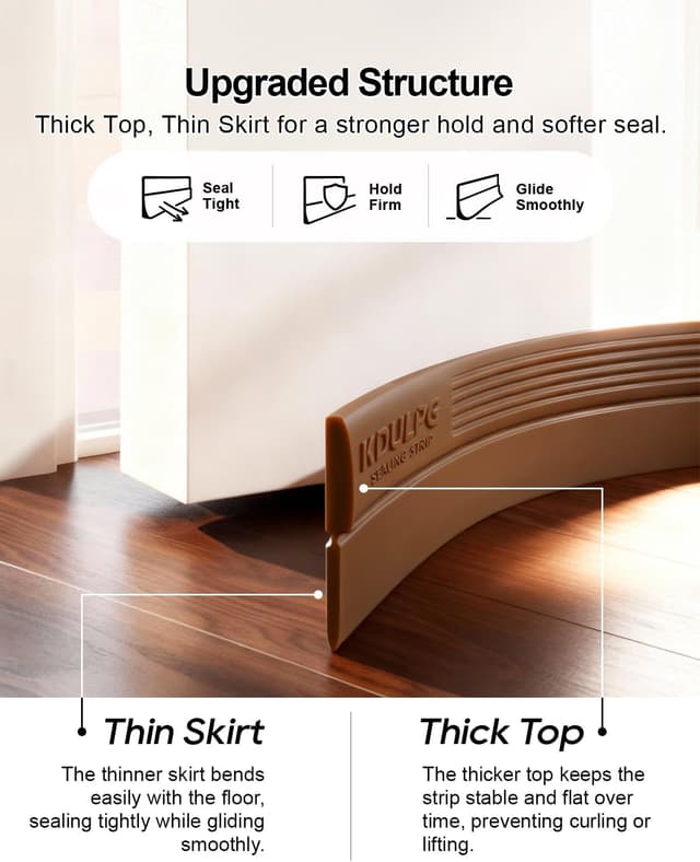 Detalle de Silicone Draught Excluder Door Seal Strip (Self-Adhesive) – Coffee Colour