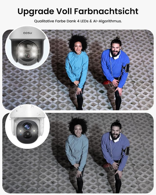 Detalle de aosu C9L 2K Überwachungskamera mit Solarpanel