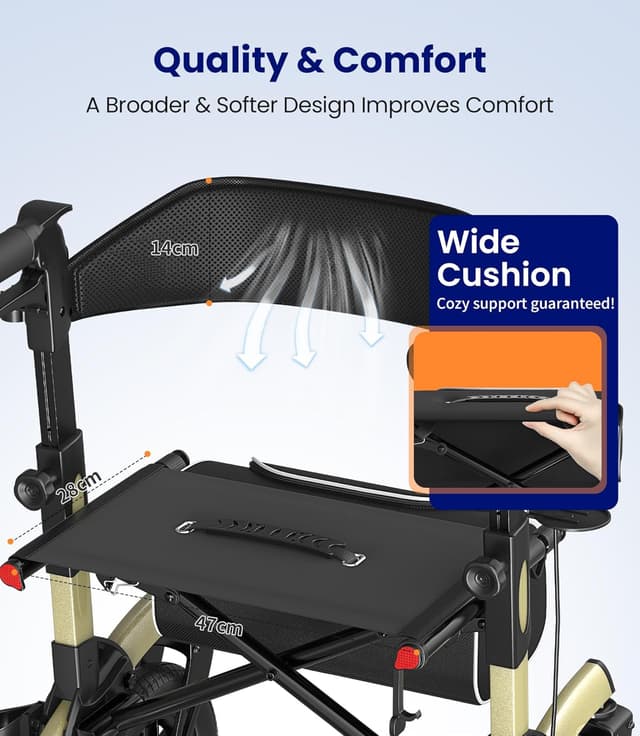 Detalle de VOCIC All Terrain rollator walker 12 inch