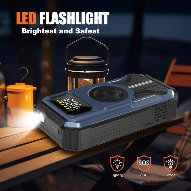 Detalle de Eigotrav PD-270 Booster batterie voiture avec gonfleur et port USB (jusqu’à 150 PSI)