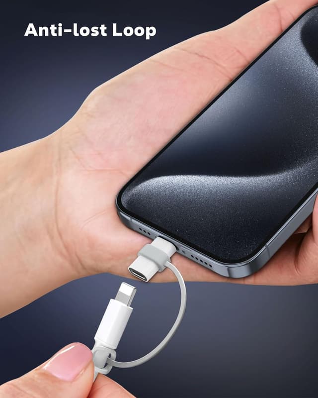 Detalle 1 de MoKo Lightning to USB-C Adapter 2 Pack (Charging & Data Sync Only, White) — USB-C to Lightning for iPhone/iPad & USB-C Devices