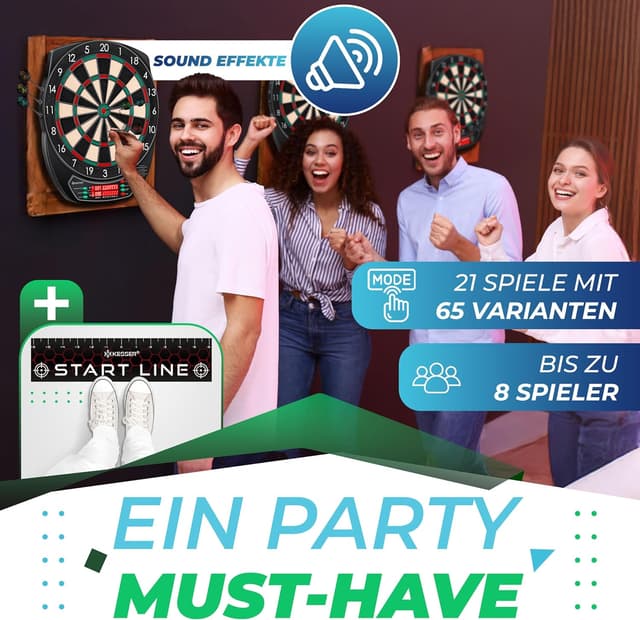 Detalle 2 de KESSER Elektronische Dartscheibe Profi Set – E Dartboard mit 15 Pfeilen, LED-Anzeige & Komplett-Zubehör