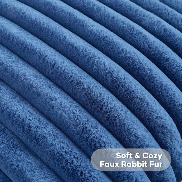 Detalle de Ystyle lot de 2 housses de coussin 40x40 en fausse fourrure bleu marine