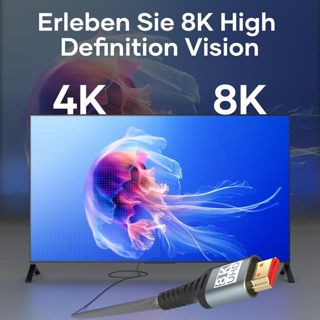 Detalle de woednx HDMI-Kabel 3 m (HDMI 2.1, 48 Gbit/s) 10K 8K, 4K@120 Hz, HDR10 eARC – 3.000 mm