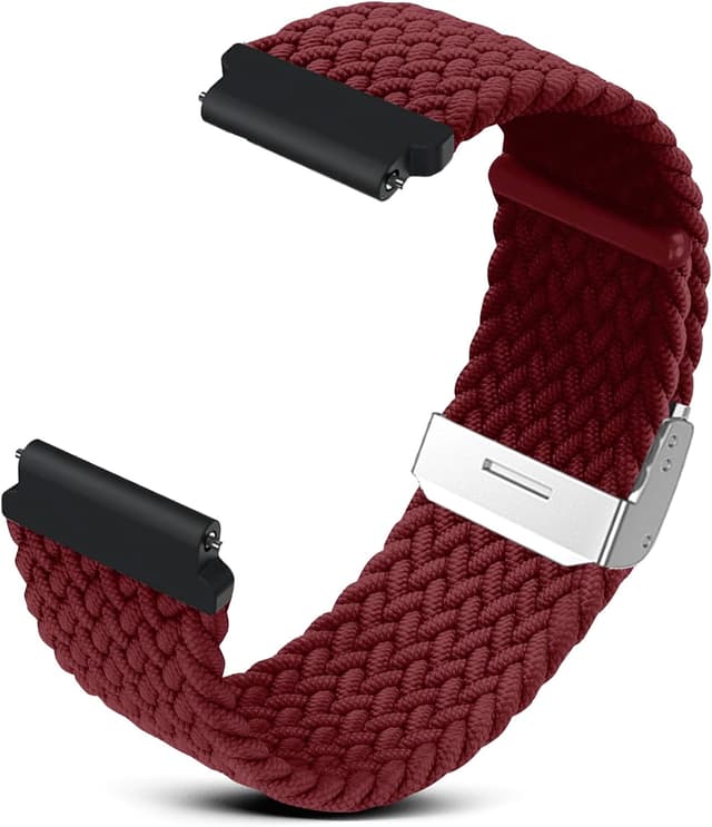 Detalle de RoYiio gewebtes Nylon-Armband (22 mm) mit Schnellverschluss – weinrot