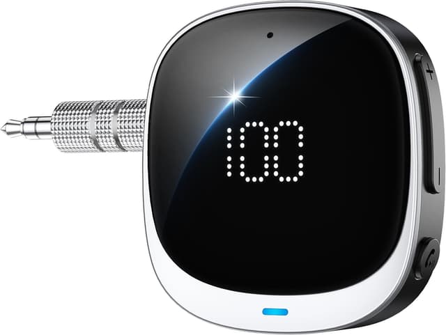 Detalle de COMSOON AUX Bluetooth Adapter for Car with LED Screen (Bluetooth 5.3, 3.5mm) for Music & Hands-Free Calls
