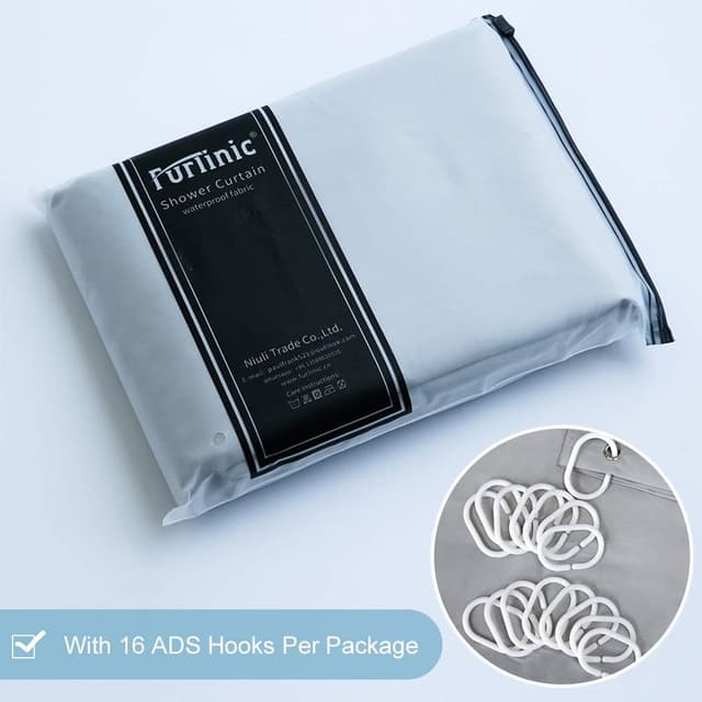 Thumbnail 6 de Furlinic tende doccia anti-muffa in poliestere grigio 240x200 cm con 16 ganci