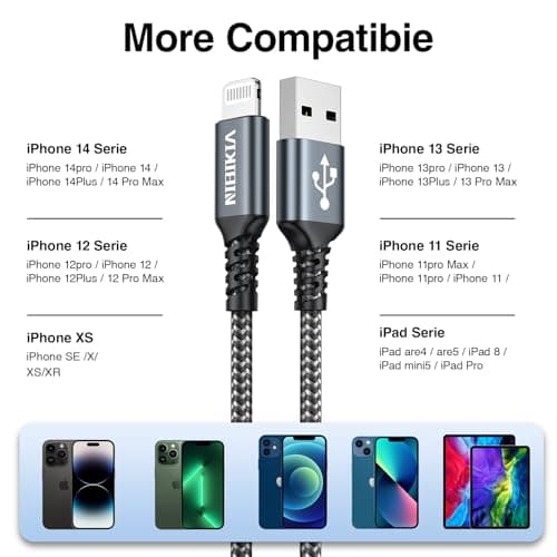 Thumbnail 6 de NIBIKIA Cable Cargador iPhone Lightning MFi, 2 m y pack de 3 (compatible con iPhone 14/13/12/11 y más)