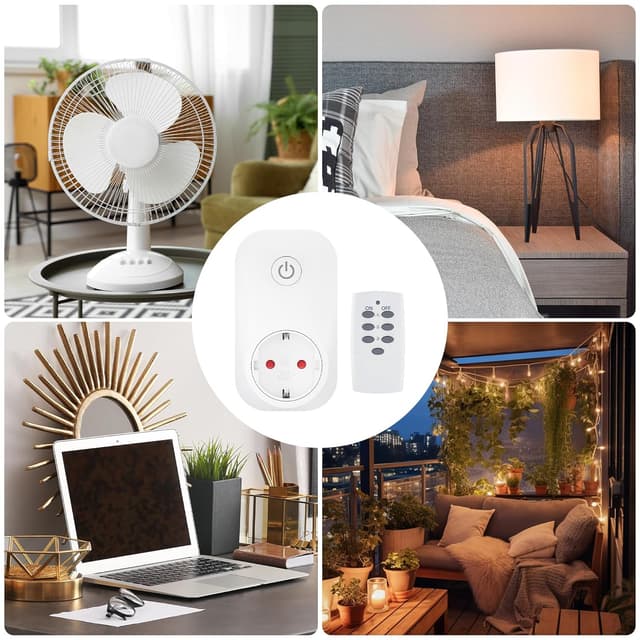 Thumbnail 6 de HBN Funksteckdosen-Set (4 Steckdosen) mit Fernbedienung, Reichweite 30 m, bis 3.680 W / 16 A, weiß