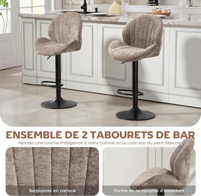 Thumbnail 3 de HOMCOM tabourets coquille réglables 62–83 cm