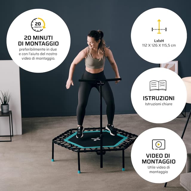 Detalle de SportPlus Trampolino fitness per jumping con sospensioni silenziose, portata fino a 130 kg