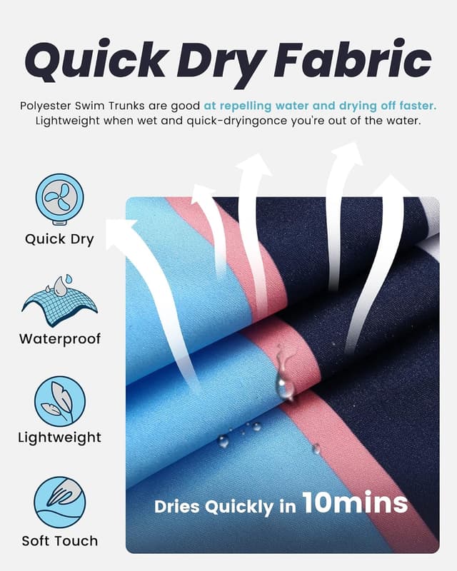 Detalle de MaaMgic Herren Badeshorts mit 18 cm Innenlänge, schnelltrocknend & Mesh-Futter