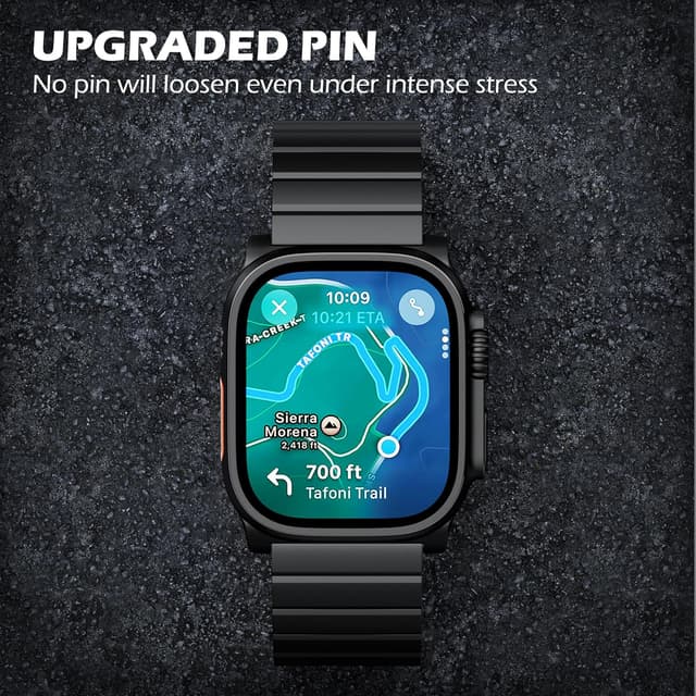 Detalle de LULULOOK Titanium Band for Apple Watch Ultra 3/2/49mm (Grade 2) – DLC-coated, adjustable strap with secure foldover clasp