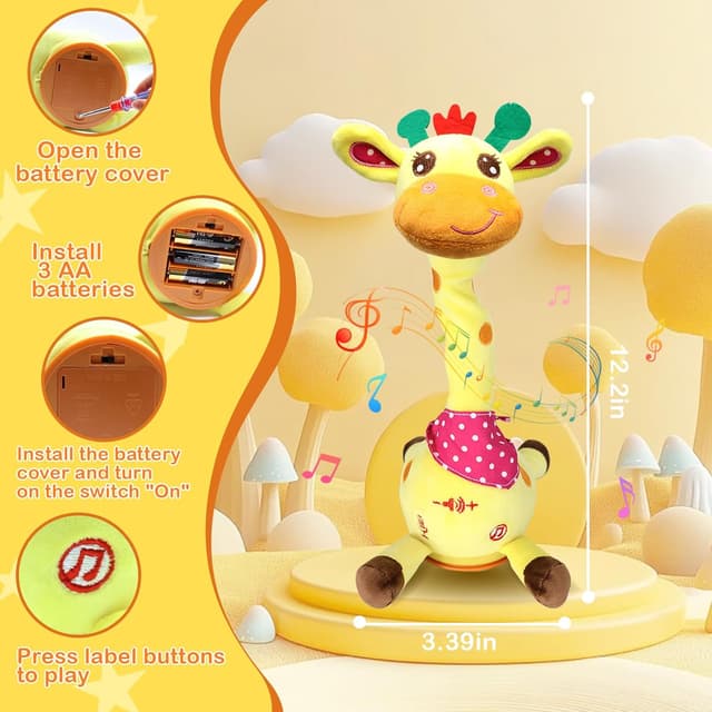 Thumbnail 6 de Hunfur Talking Dancing Giraffe Baby Toy (3–18 Months) — Singing, Recording & Glowing Light