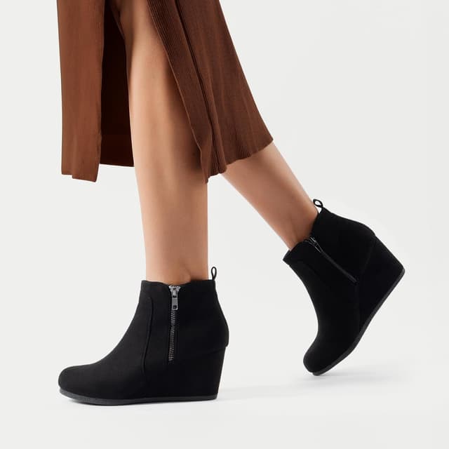 Thumbnail 1 de DREAM PAIRS Suede Low Wedges Ankle Boots