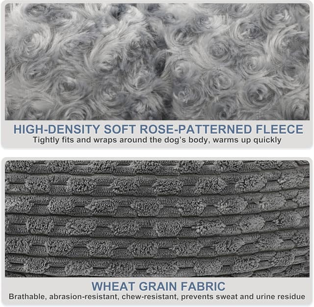 Detalle de Heymamba Dog Cave Bed (Medium) 66x55x21cm – Machine Washable Hooded Zipper Cave for 14–18kg French Bulldog